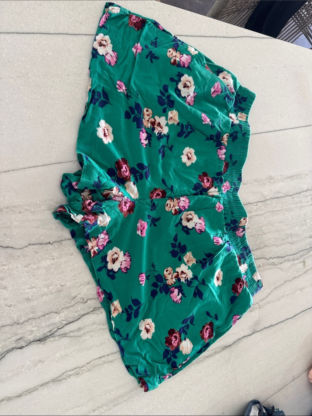 Apt. 9 Green Floral Elastic-Waist Athletic Shorts